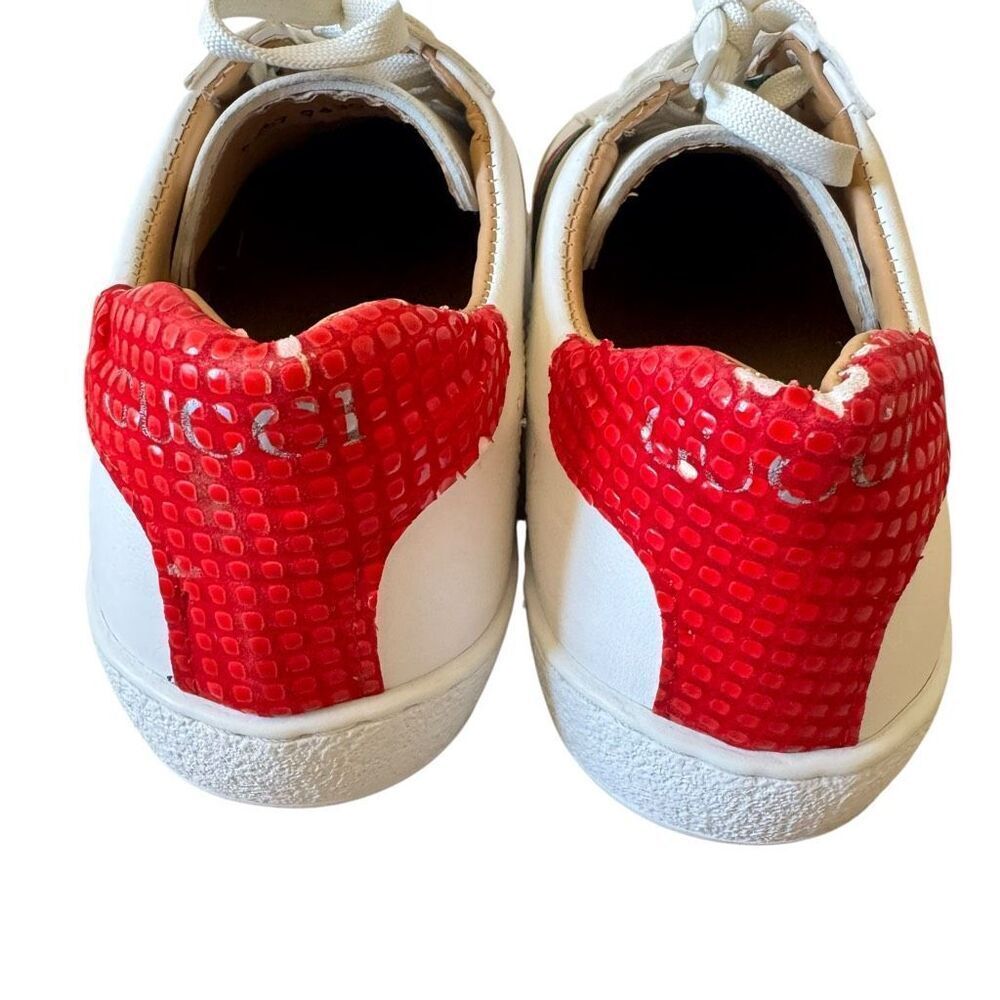 Gucci "Ace" leather low-top sneakers with crocodile-embossed leather trim SZ 36. - Picture 7 of 15